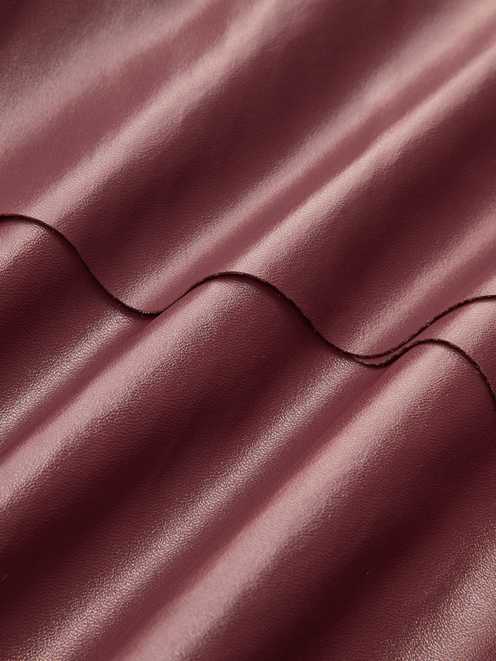 Commense Burgundy Tiered Faux Leather Mini Skirt - Picture 6 of 8